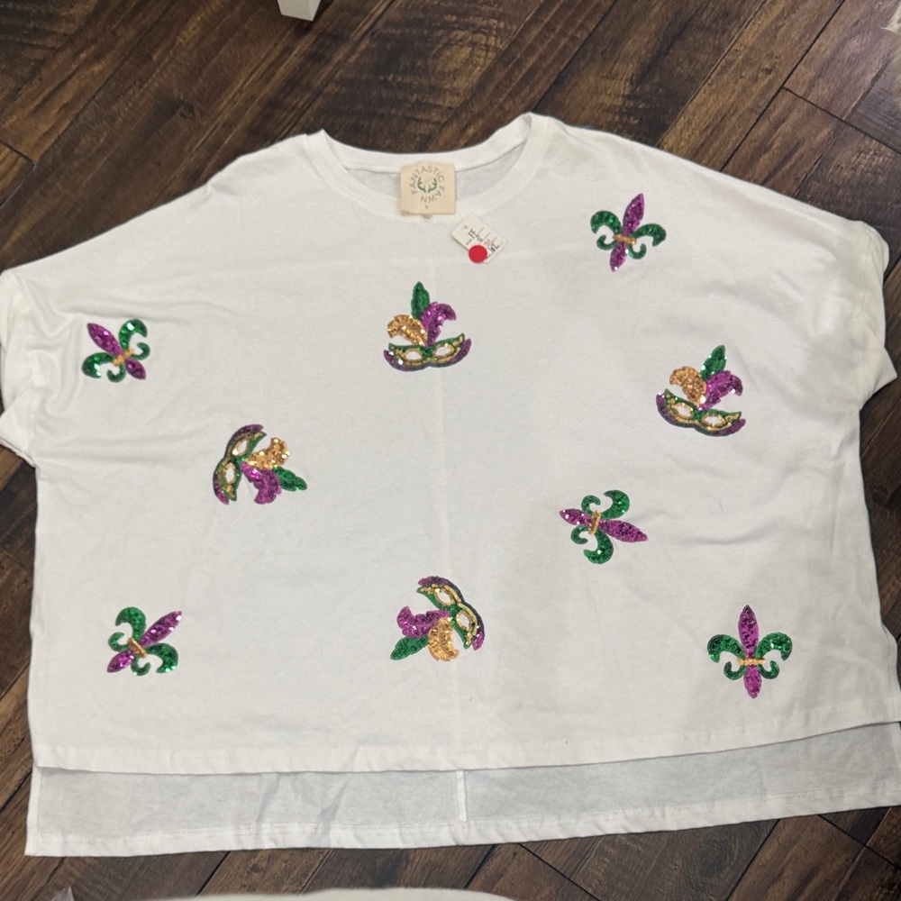 NWT sequin Mardi Gras T-shirt size S